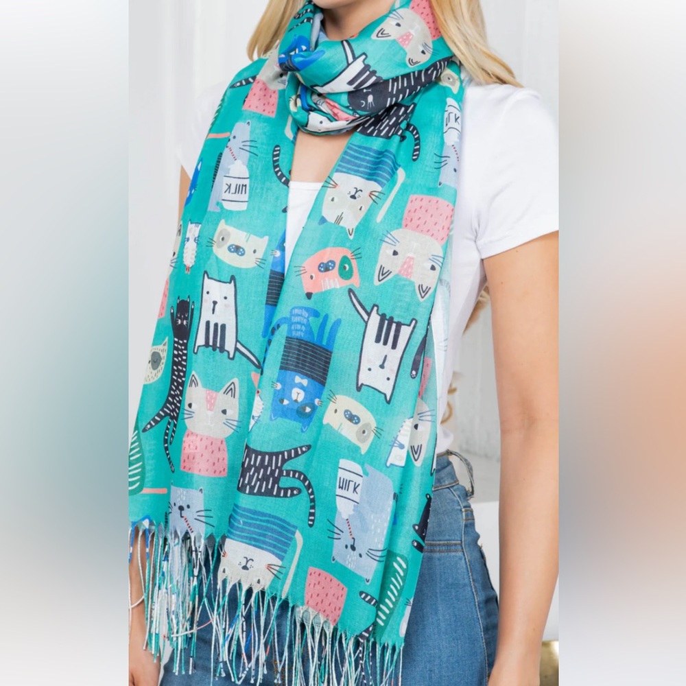 Cute Cats Print Scarf